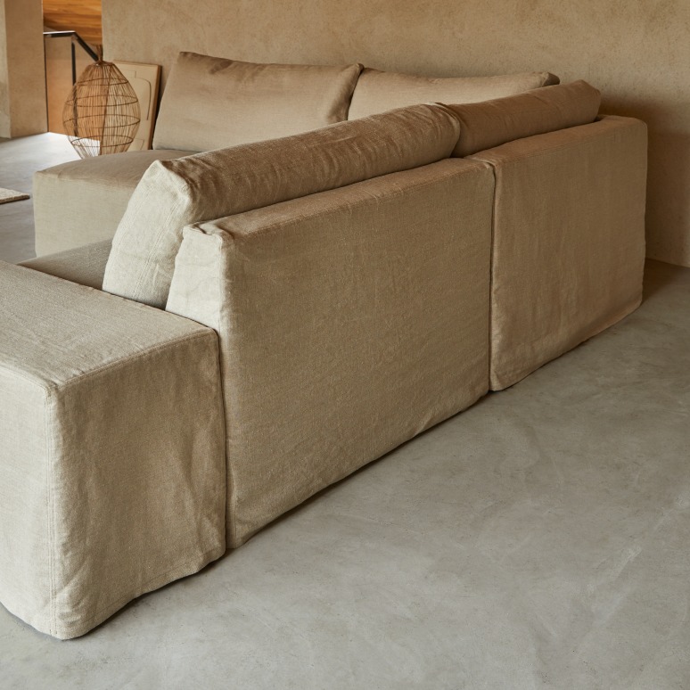 Nils - Modul-Ecksofa aus natürlichem Leinen, 3-Sitzer