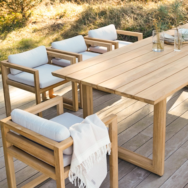 Noah - Conjunto de jardín de teca maciza con 6 sillas