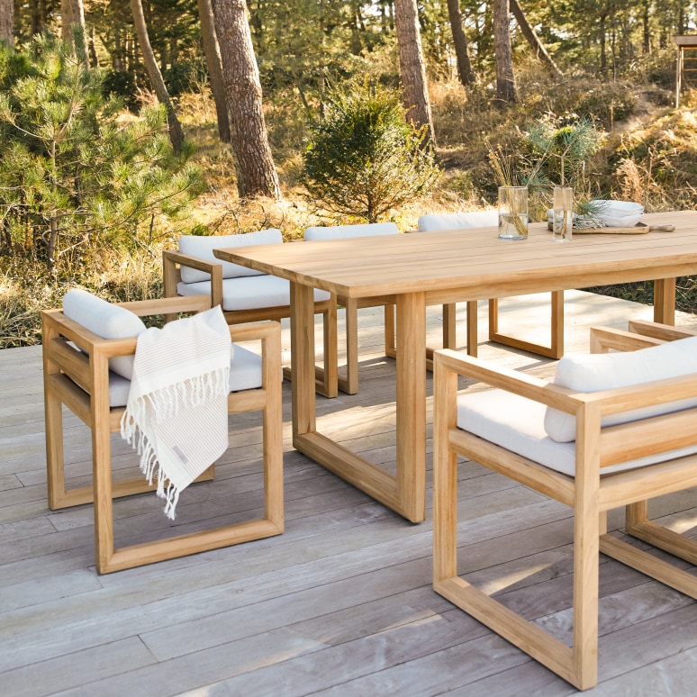 Noah - Set di mobili da giardino in teak massello 6 sedie