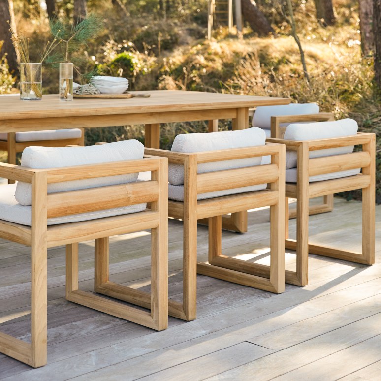 Noah - Conjunto de jardín de teca maciza con 6 sillas