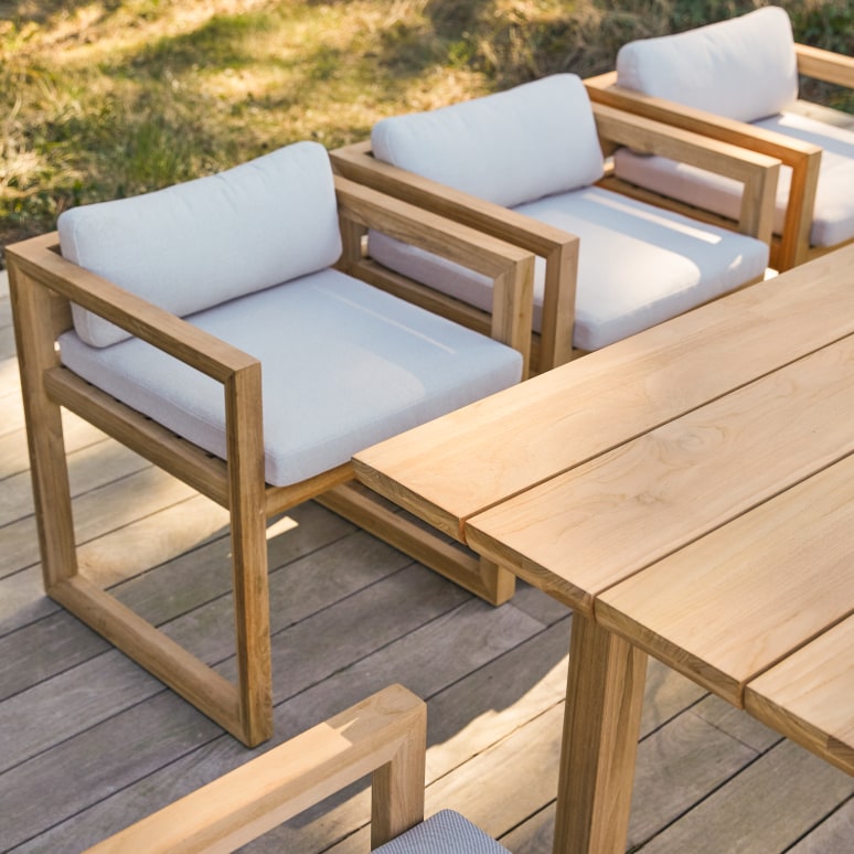 Noah - Gartenmöbel-Set aus massivem Teakholz, 6 Stühle