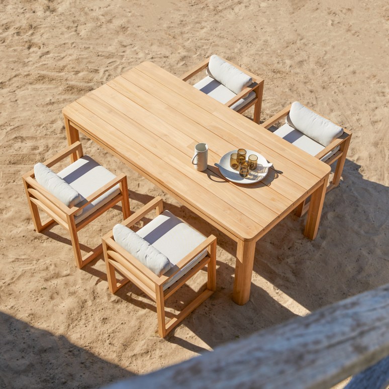 Leon - Set di mobili da giardino in teak massello 4 sedie