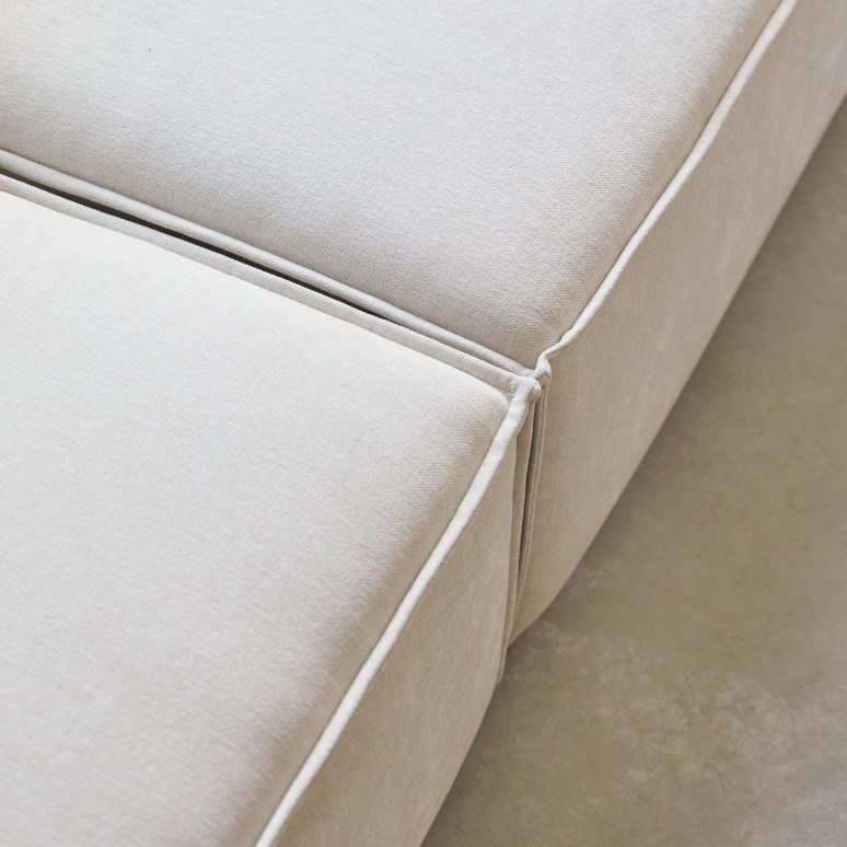 Dario - Divano dritto modulabile in tessuto beige, 2 posti