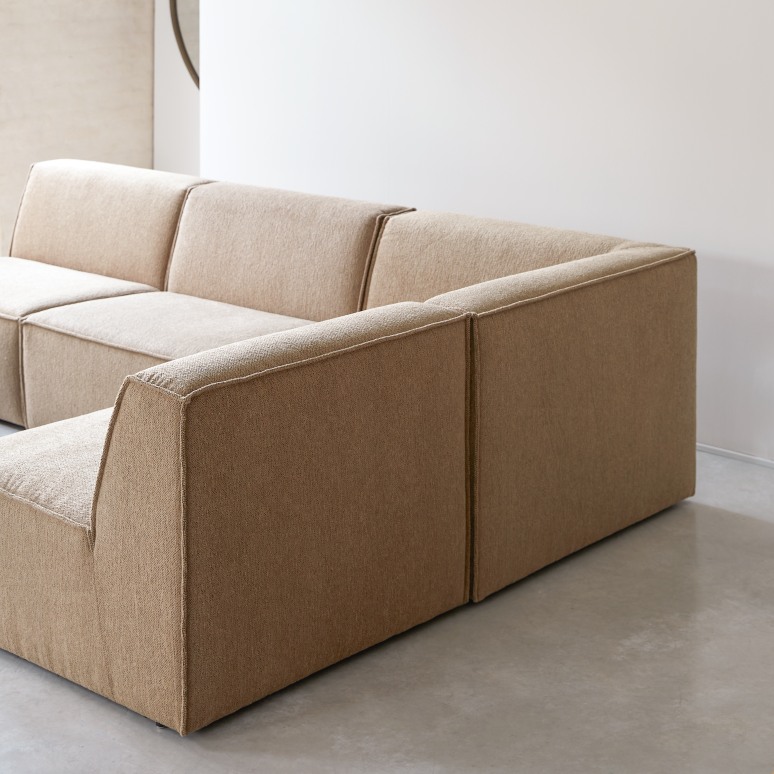 Dario - Modular corner sofa in camel fabric, 5–6 seater