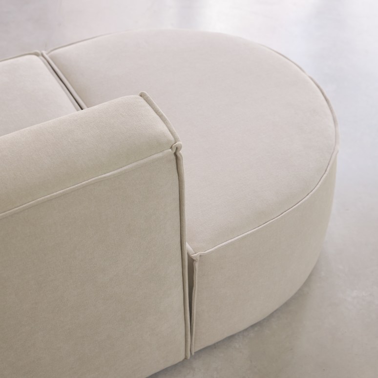 Dario - Divano ad angolo modulabile in tessuto beige, 5-6 posti