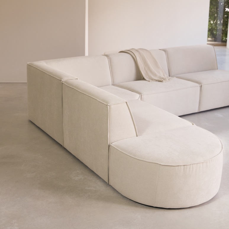 Dario - Modular corner sofa in beige fabric, 5–6 seater