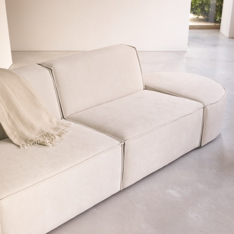 Dario - Modular corner sofa in beige fabric, 5–6 seater