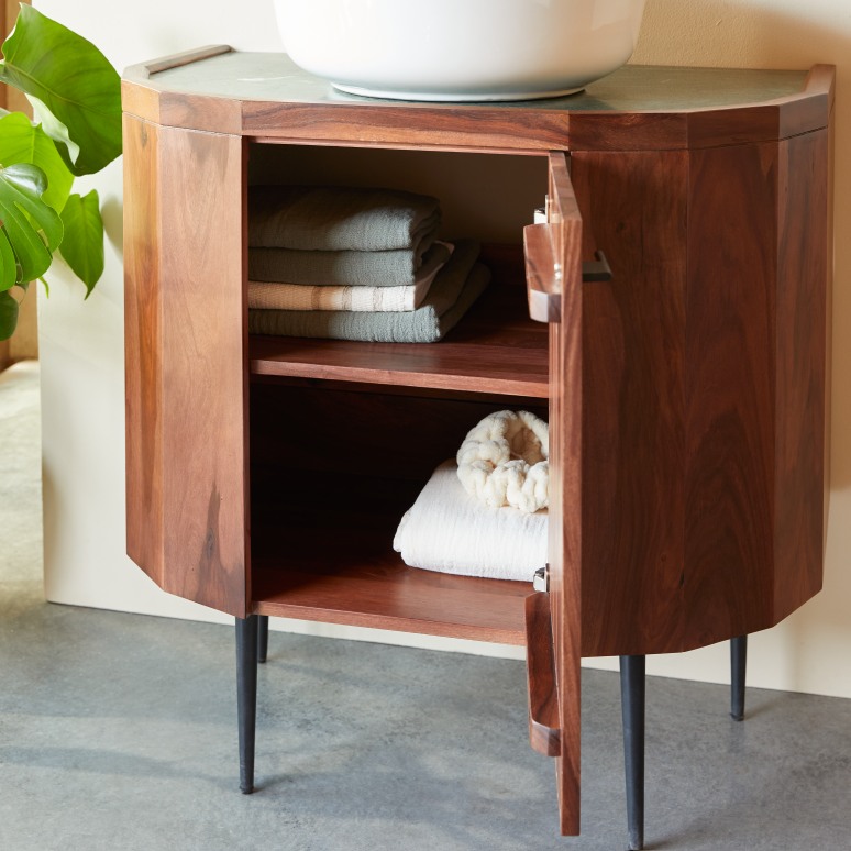 Jade - Mobile sotto lavabo in palissandro massello e marmo 80 cm