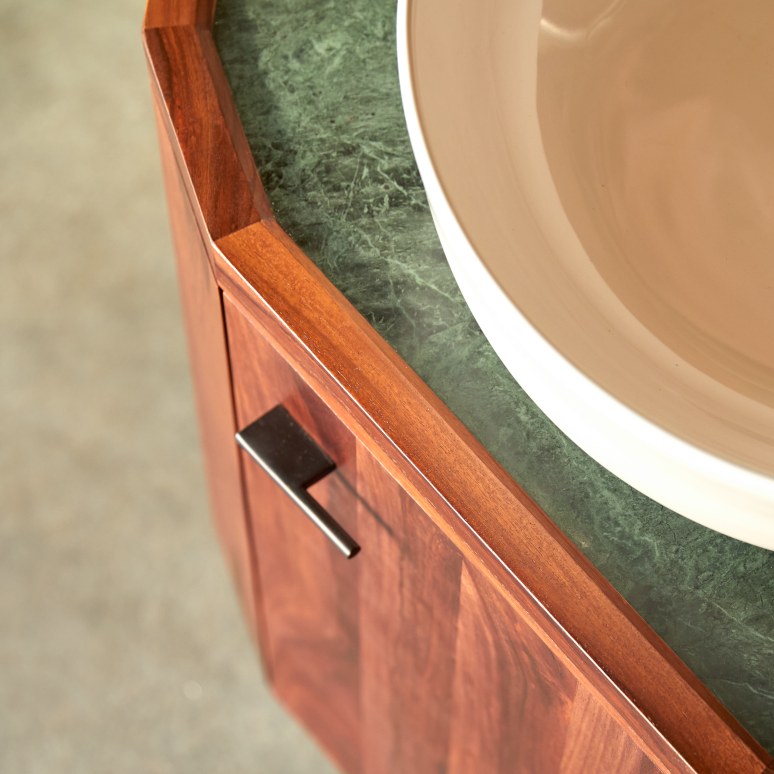 Jade - Mobile sotto lavabo in palissandro massello e marmo 80 cm