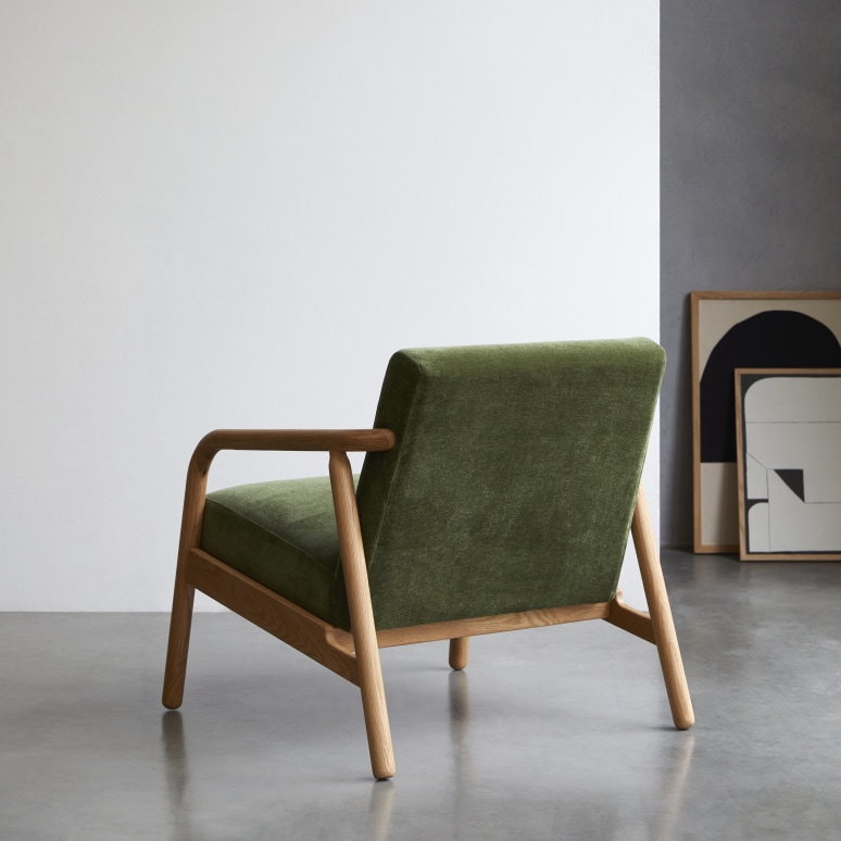 Axel - Sillón de roble macizo y terciopelo verde