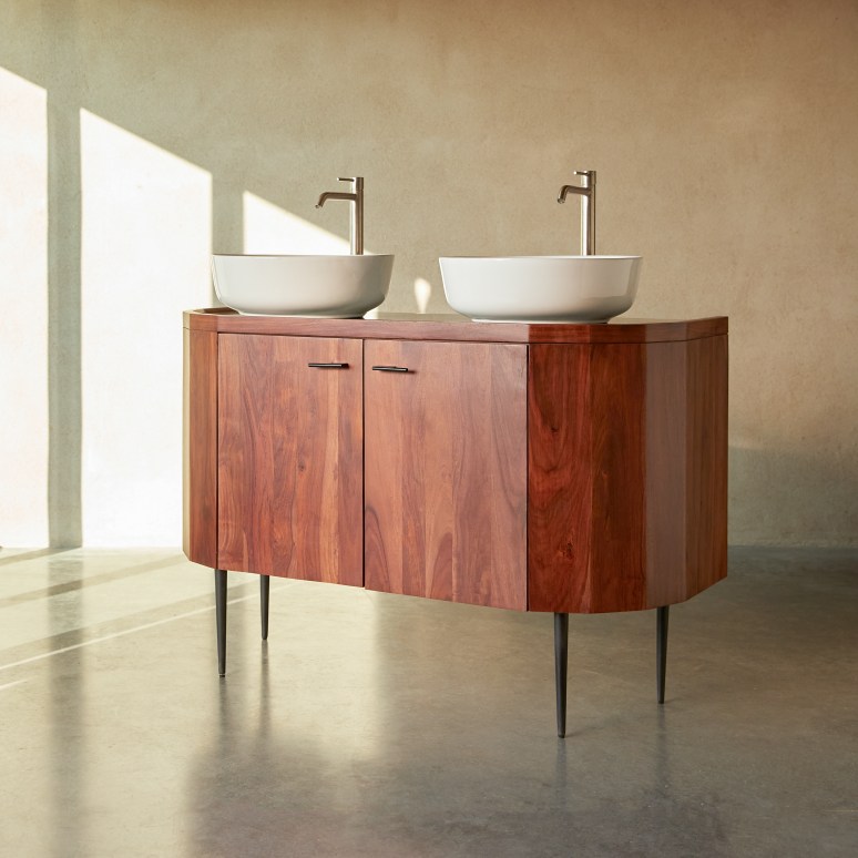 Jade - Mobile sotto lavabo in palissandro massello e marmo 120 cm