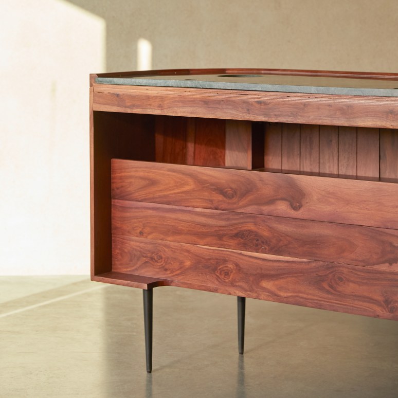 Jade - Waschtischunterschrank aus massivem Palisander und Marmor, 120 cm