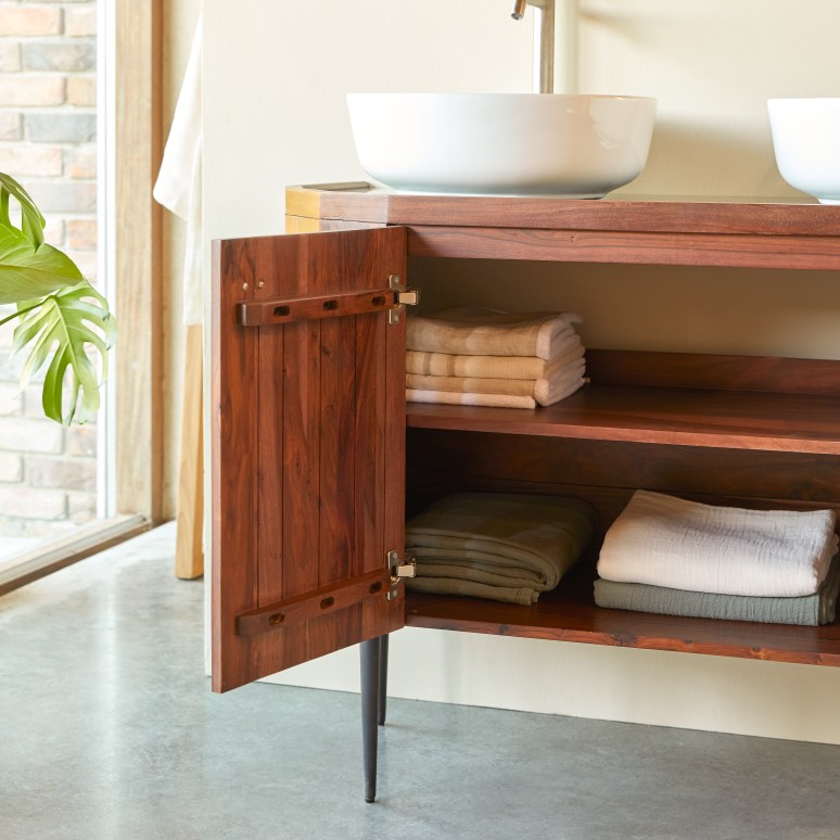 Jade - Mobile sotto lavabo in palissandro massello e marmo 120 cm