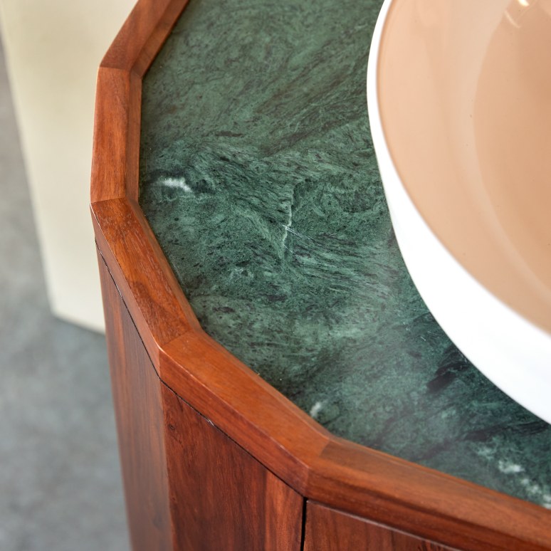 Jade - Vanity unit in solid sheesham wood and marble 120 cm