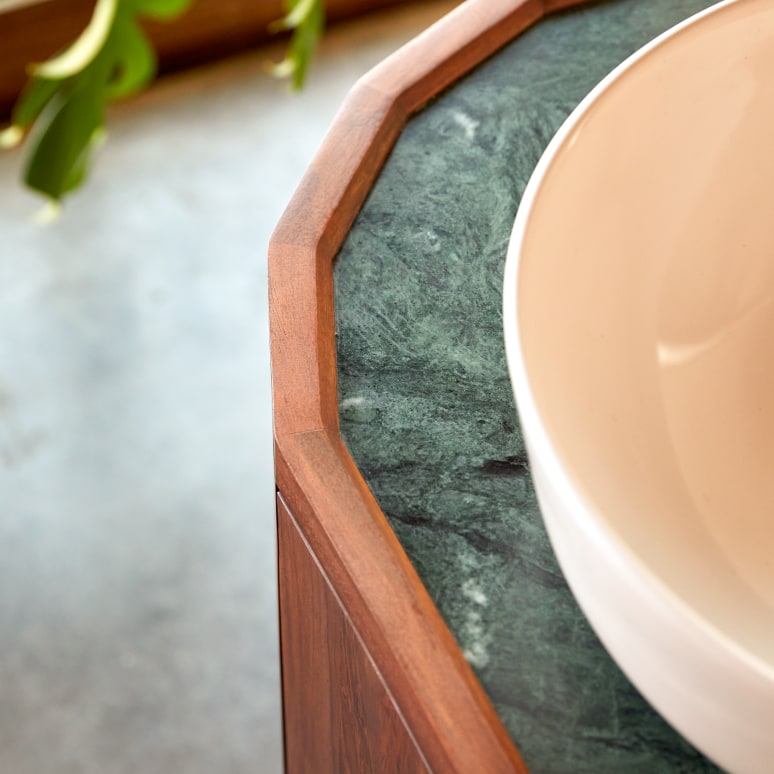 Jade - Mobile sotto lavabo in palissandro massello e marmo 120 cm