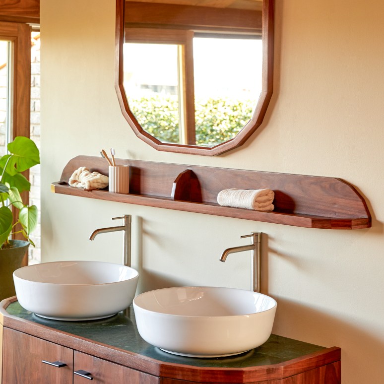 Jade - Estantería de cuarto de baño de palisandro macizo 140 cm