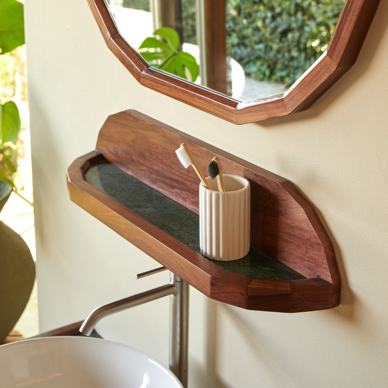 Jade - Badkamerplank in massief palissander en marmer 60 cm