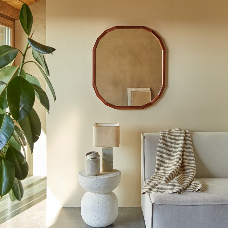 Jade - Specchio decorativo in palissandro massello 80x70 cm