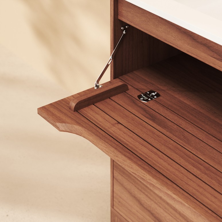 Gabrielle - Badezimmerschrank aus massivem Mangoholz und Keramik, 120 cm