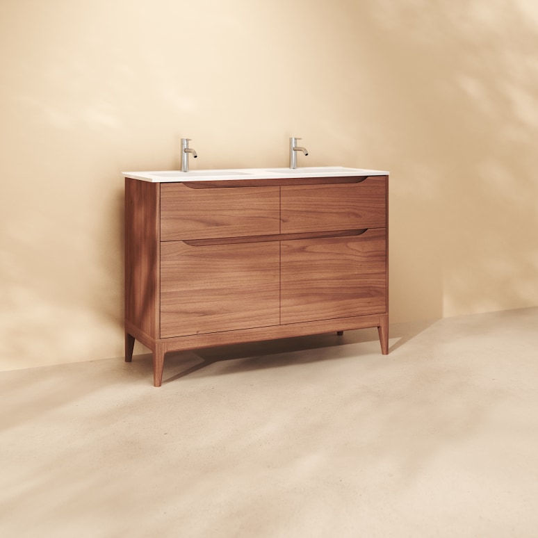 Gabrielle - Mobile per il bagno in mango massello e ceramica 120 cm