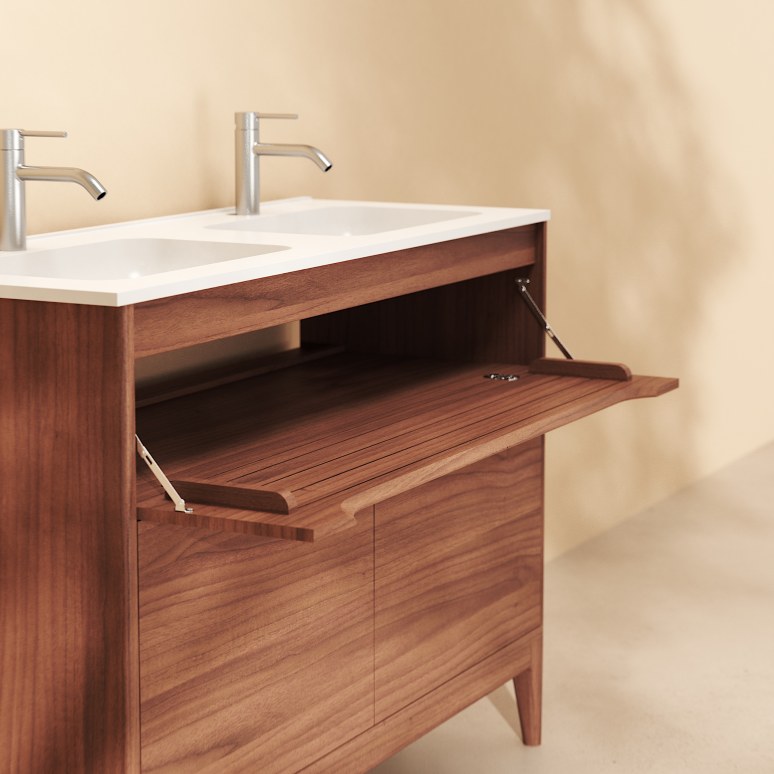 Gabrielle - Solid mango wood and ceramic bathroom cabinet 120 cm