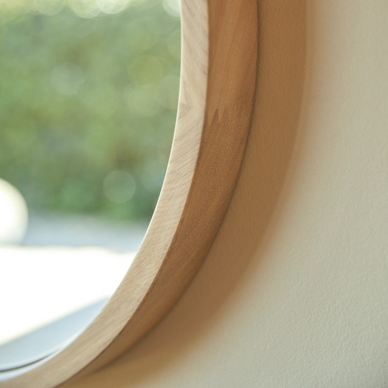 Fanie - Round oak mirror 50x50 cm