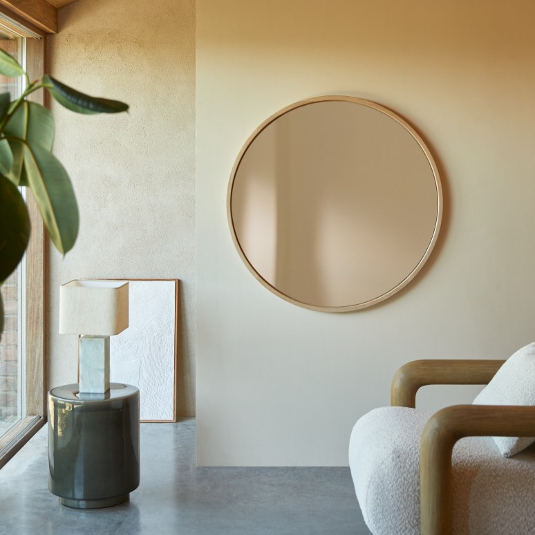 Fanie - Round oak mirror 90x90 cm
