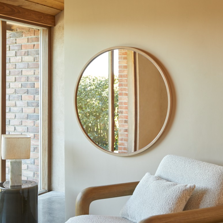 Fanie - Specchio rotondo in rovere 90x90 cm