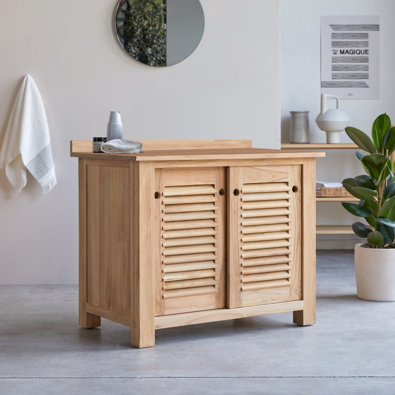 Coline - Meuble de rangement en teck massif 145 cm