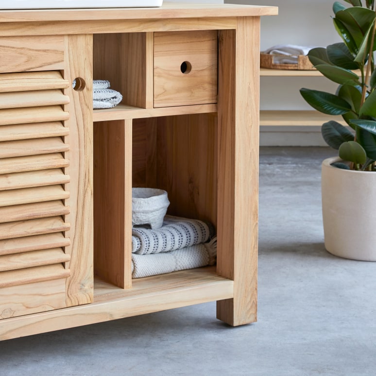 Coline - Meuble de rangement en teck massif 95 cm