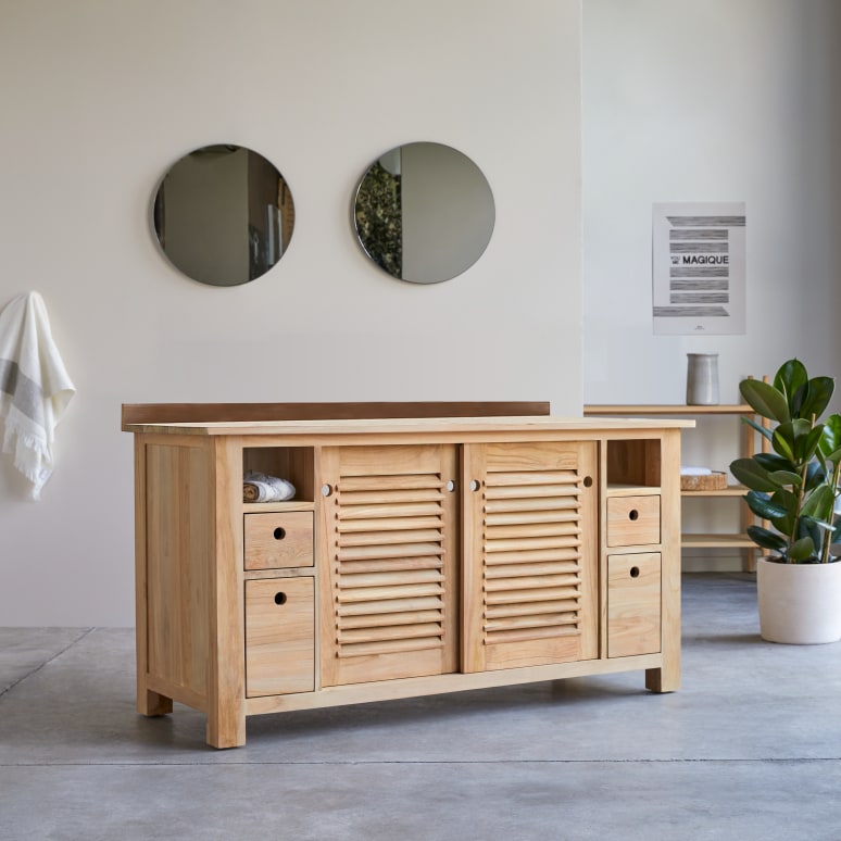 Coline - Meuble de rangement en teck massif 95 cm