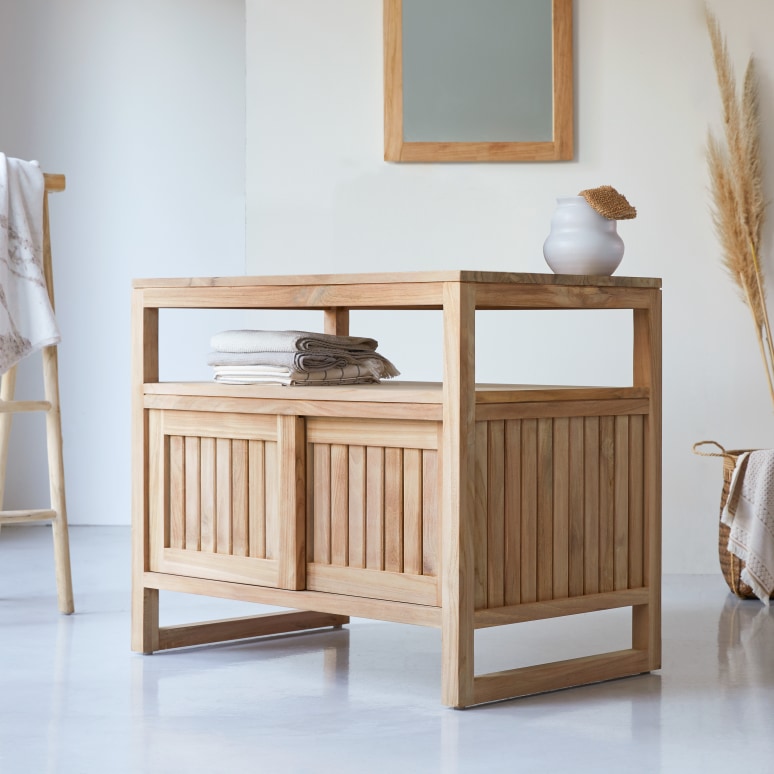 Colonial - Solid teak storage unit 90 cm