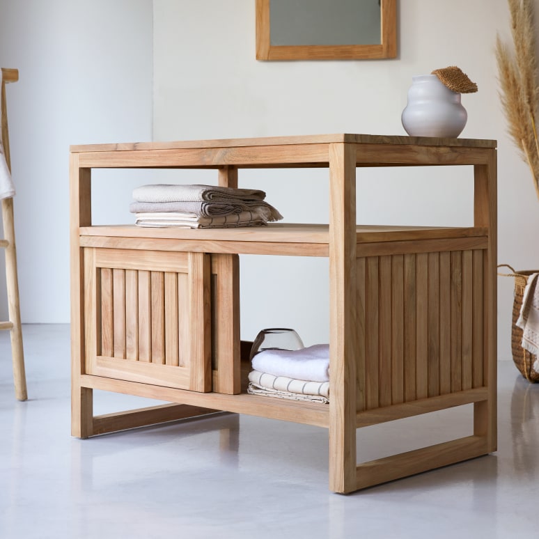 Colonial - Mueble de almacenaje de teca maciza 90 cm