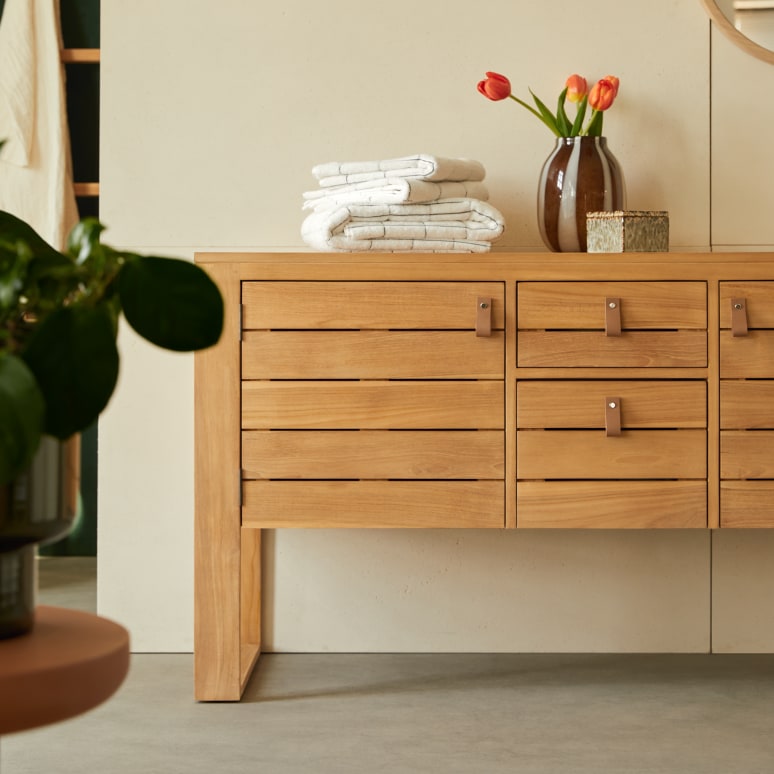Minimalys - Meuble de rangement en teck massif 145 cm