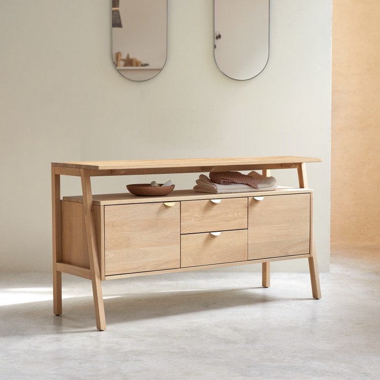 Pola - Mobile contenitore in rovere massello 140 cm
