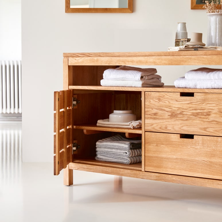 Serena - Mobile contenitore in rovere massello 165 cm