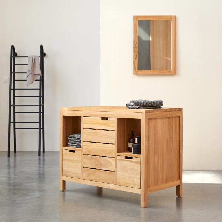 Serena - Mobile contenitore in teak massello 100 cm