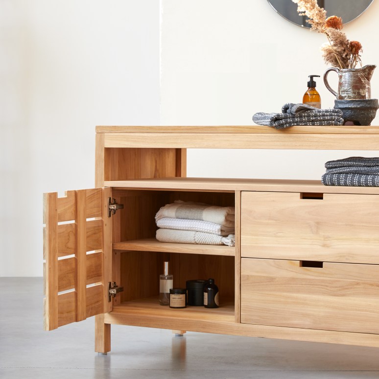Serena - Mueble de almacenaje de teca maciza 165 cm