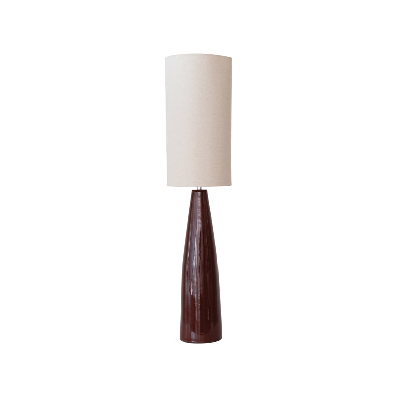 Alexandre - Ceramic Floor Lamp with Linen Shade and Reactive Glaze, Brown