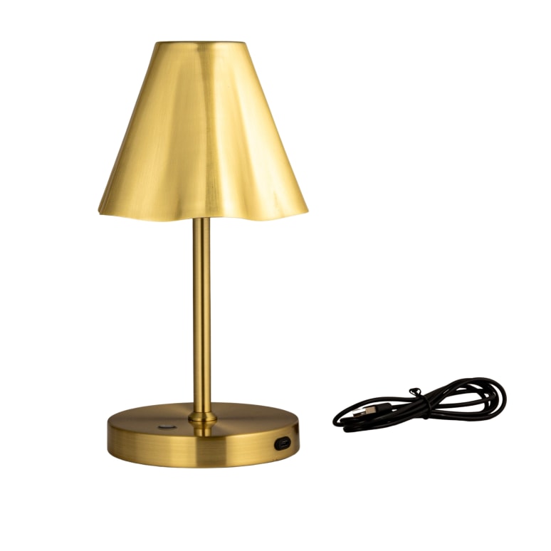 Luke - Metal LED Rechargeable Table Lamp with Touch Sensor, Gold Finish