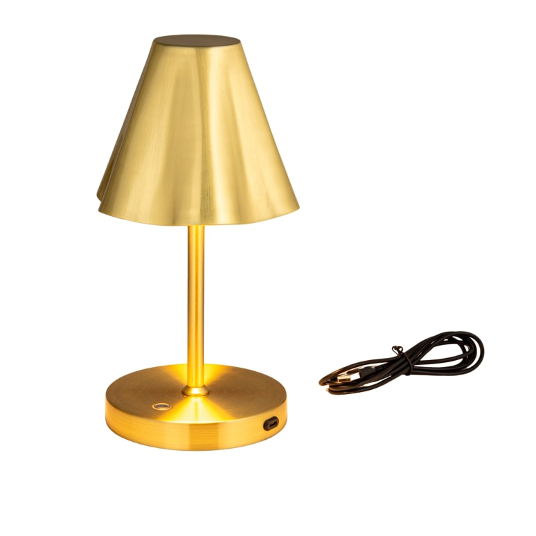 Luke - Metal LED Rechargeable Table Lamp with Touch Sensor, Gold Finish