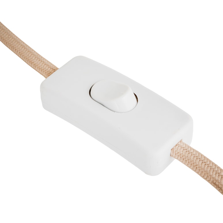 Logan - Fabric and Metal Table Lamp with Inline Switch, White