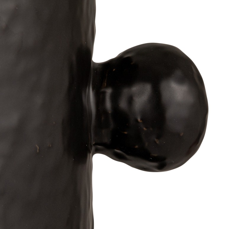 Emy - Stoneware Table Lamp with Raised Dots and Linen Shade, Black