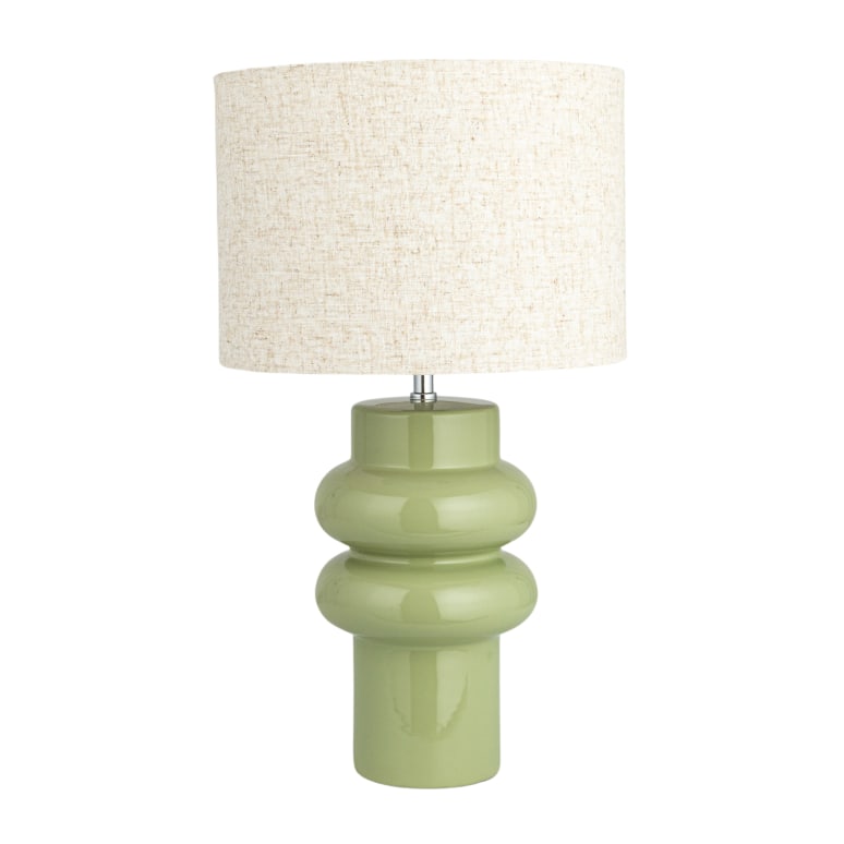 Zack - Stoneware Table Lamp with Linen Shade, Green