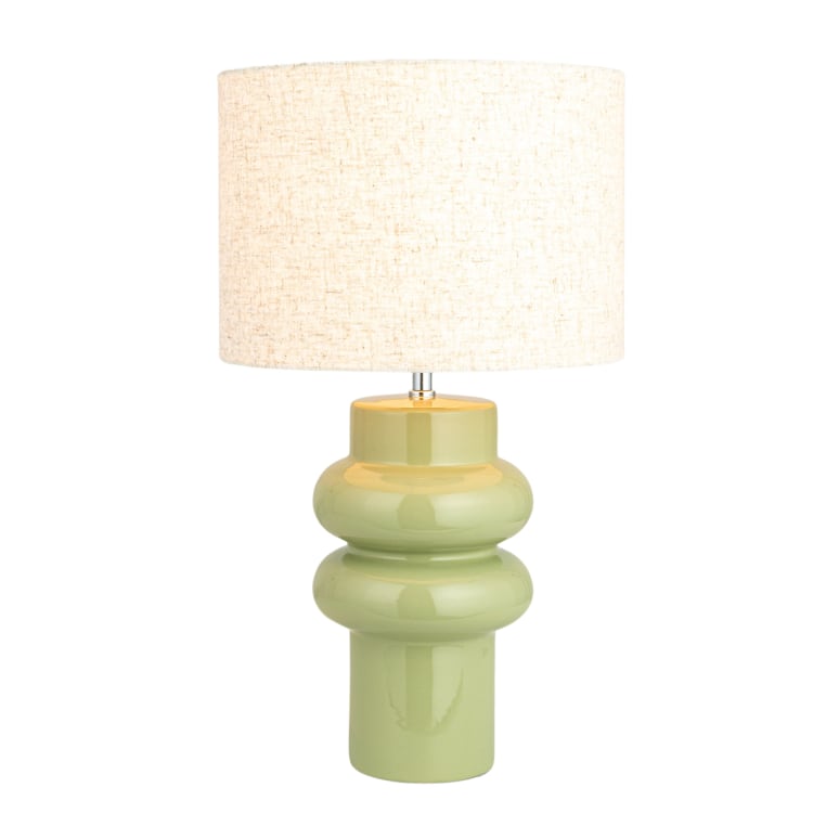 Zack - Stoneware Table Lamp with Linen Shade, Green