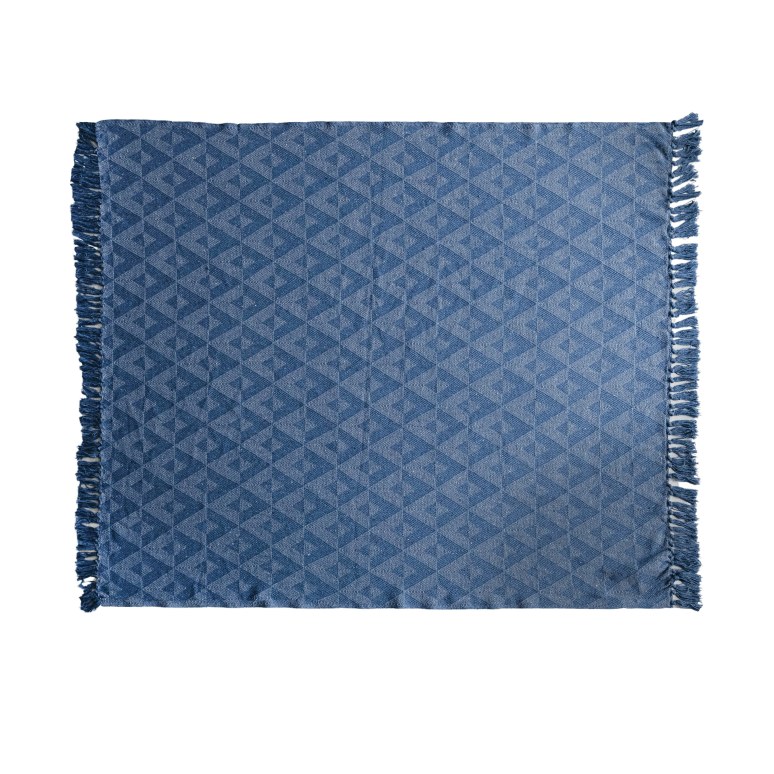 Sky - Azure Triad Cotton Blend Throw, Blue