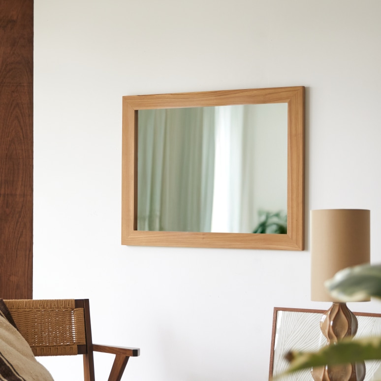 Tona - Decorative mirror in teak 120x90 cm