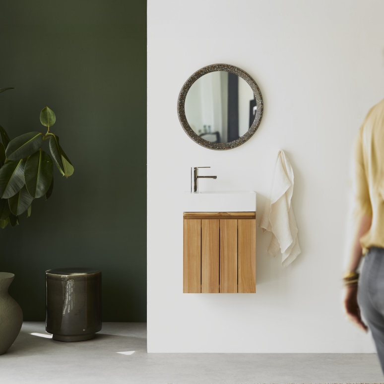 Jill - Solid teak and ceramic basin unit