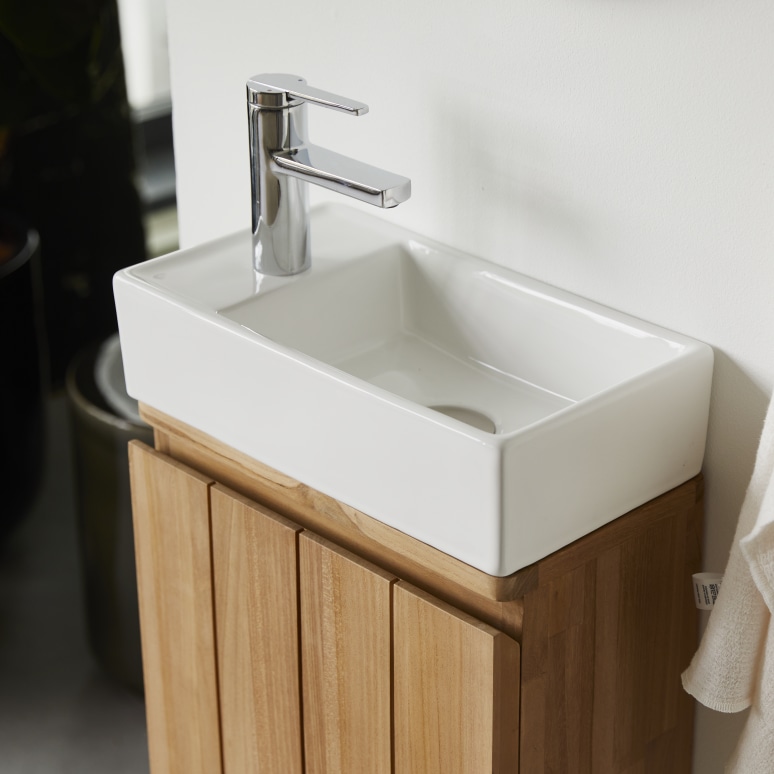 Jill - Solid teak and ceramic basin unit