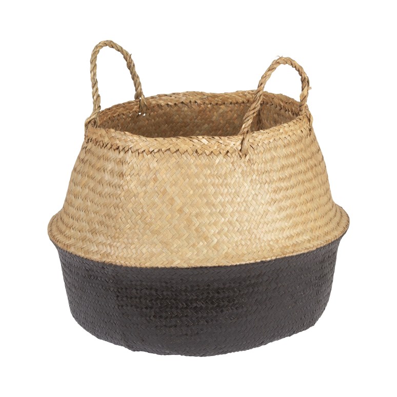 Hazel - Handwoven Seagrass Basket Storage with Handles, Natural and Black